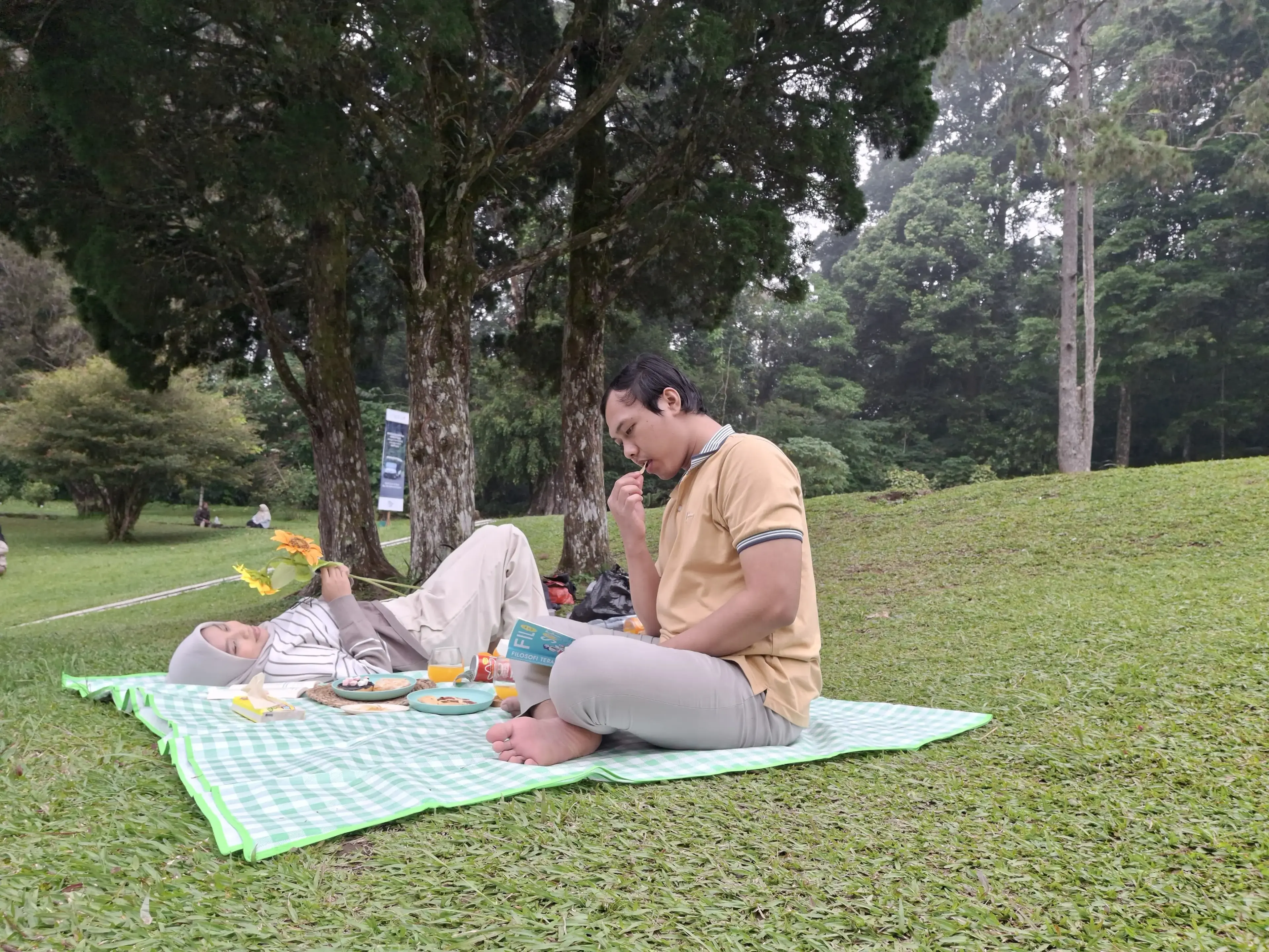 Enjoying reading a book